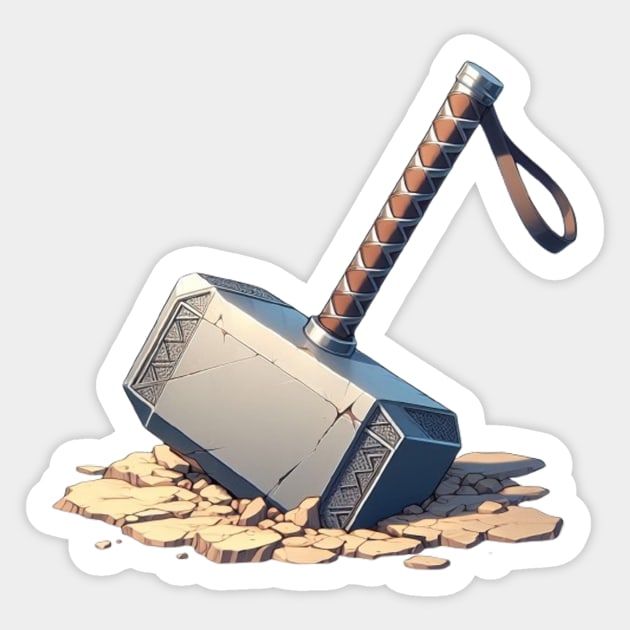 Thor's Hammer - Mjolnir Sticker by Ruslan Pronichev